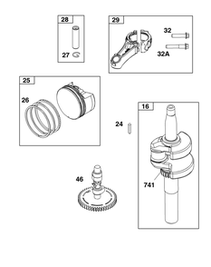 Crankshaft Group Diagram and Parts List for 14D932-0236-F1 100000 - 19Z999 Briggs and Stratton Engine